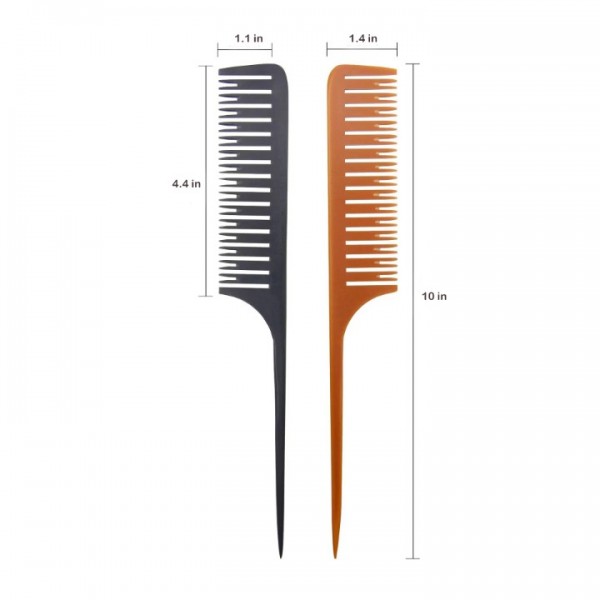 YANXI 2 Pack Professional Teasing Comb, Tail Comb for Root Teasing for Thin, Add Volume Fine and Normal Hair Types, Hair Comb For Women And Men-Black yellow