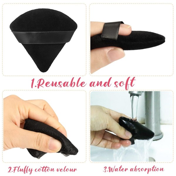 YANXI Triangle Powder Puffs 6pcs, Soft Face Makeup Puff For Loose Powder Mineral Powder Body Powder, Wedge Shape Velour Cosmetic Makeup Sponge For Contouring, Beauty Tools (Black) rating  11 reviews | Write a review