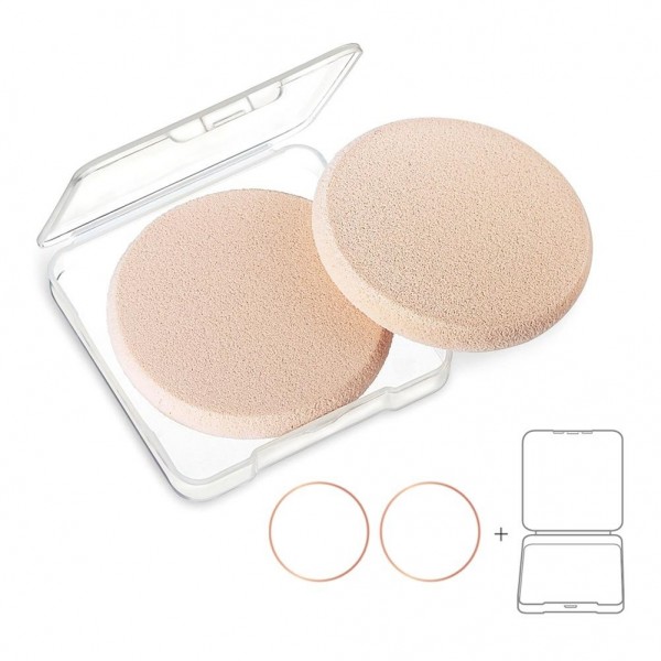 YANXI 2pcs Round Makeup Sponges with 1 Travel Case, Blender Sponge Replacement for Cosmetic Flawless Foundation, Sensitive and All Skin Types