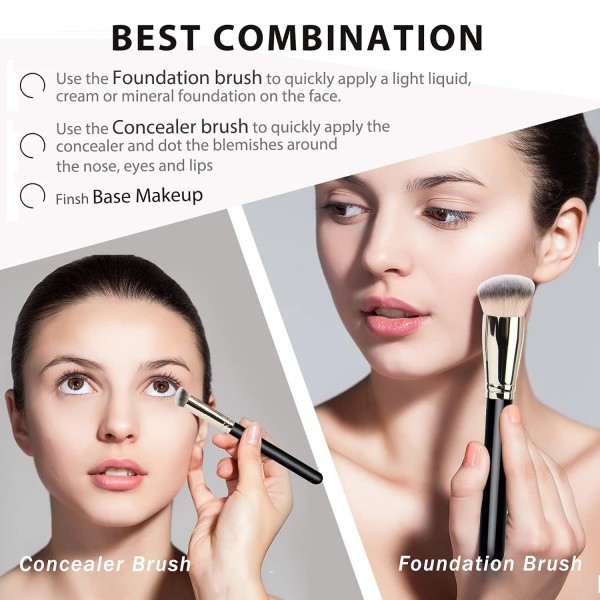 YANXI Makeup Brushes Foundation Brush and Flawless Concealer Brush Perfect for Any Look Premium Luxe Hair Contour Brush Perfect for Blending Liquid,Buffing,Cream,Sculpting,Mineral Makeup